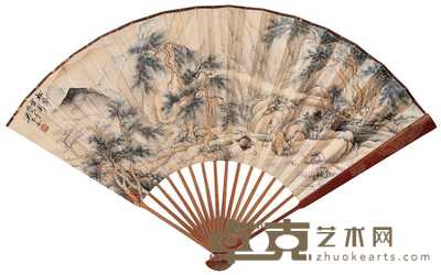 吴琴木 1946年作 松声云影 成扇 18×49cm